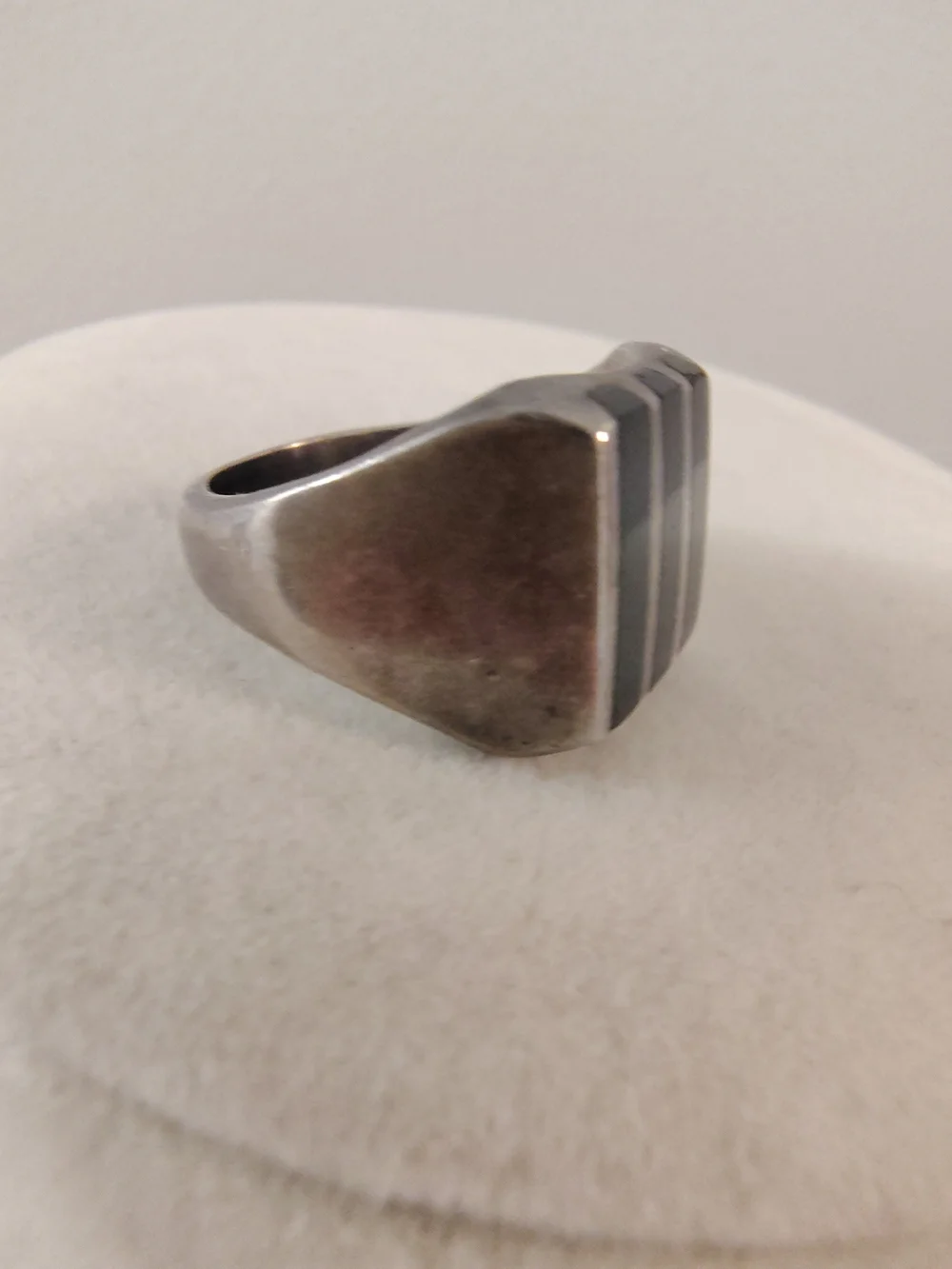 Vtg Taxco Sterling Silver Black Onyx Bar Channel Inlay Modernist Ring Sz 6 TA-61
